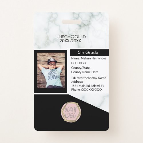 Homeschooling Unschooling Student Marble Black Badge