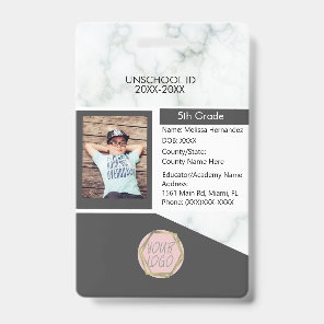 Homeschooling Unschooling Student Marble Gray Badge