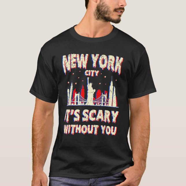 Homesick New York America American Halloween Scary T-Shirt (Front)