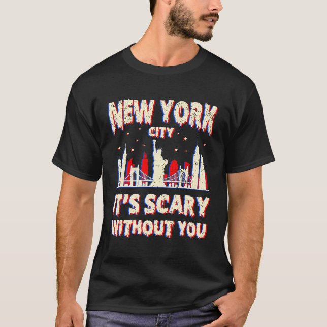 Homesick New York America American Halloween Scary T-Shirt (Front)