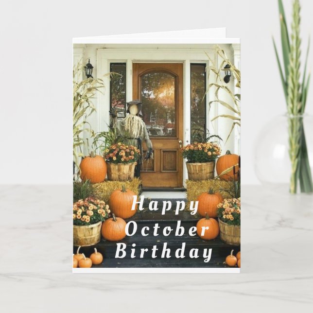 HOMESPUN GREETING *HAPPY OCTOBER BIRTHDAY* CARD (Front)