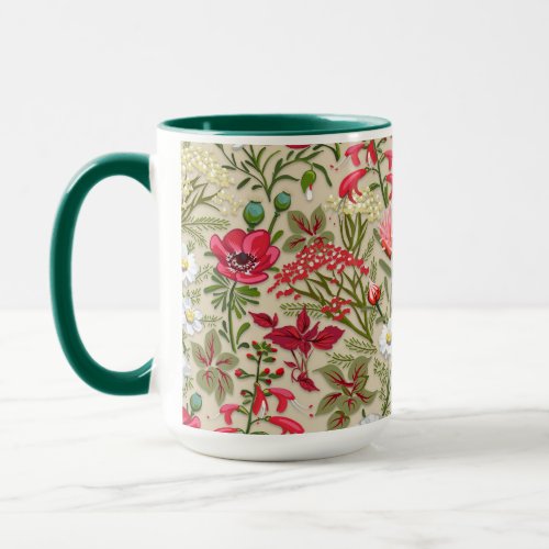 Homespun Red Herb Garden Pattern Mug