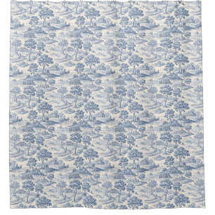 Homestead Blue Toile Shower Curtain