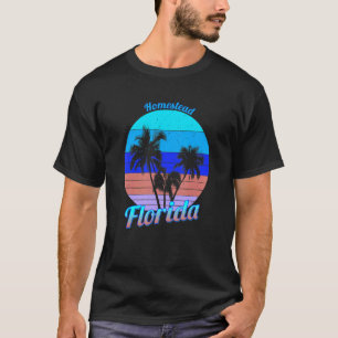 Homestead Florida Retro Tropical Palm Trees Vacati T-Shirt