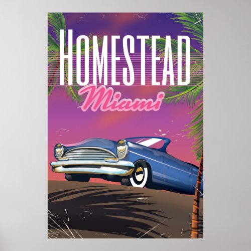 Homestead Florida USA 80s travel poster