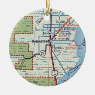 Homestead Florida Vintage Map Ceramic Ornament