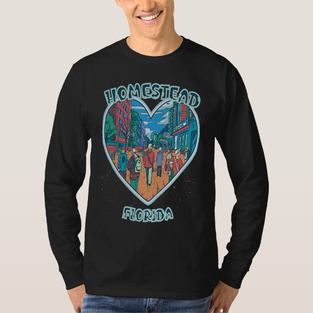 Homestead In Florida Travel Souvenir Heart T-Shirt (Front)