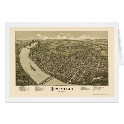Homestead, PA Panoramic Map - 1902 Cards (Front Horizontal)
