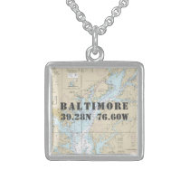 📌🏡Hometown Baltimore MD Nautical Sterling Silver Necklace