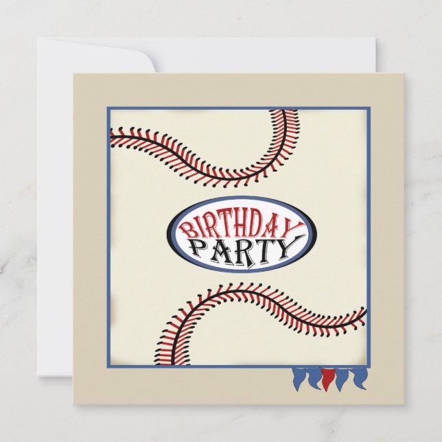 Hometown Baseball Birthday Invitation (Front)