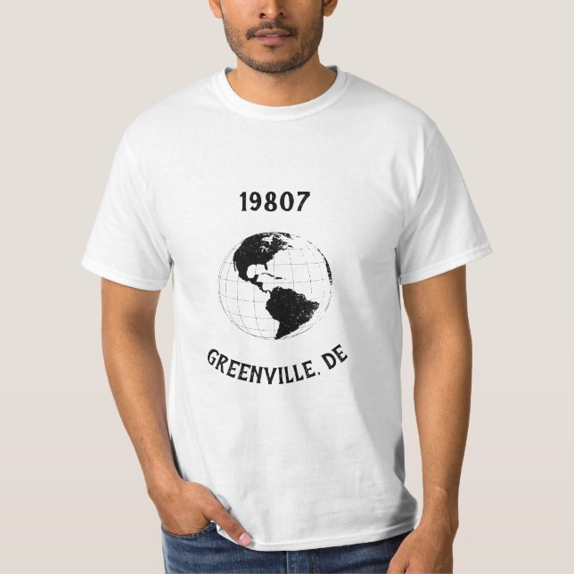 Hometown City State Zip Code Globe World Map T-Shirt (Front)