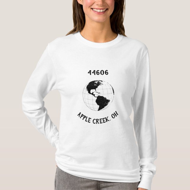 Hometown City State Zip Code Globe World Map  T-Shirt (Front)