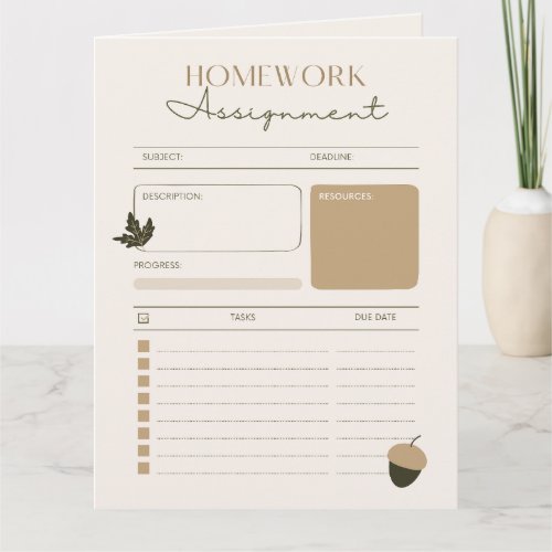 Homework and Study Planner Card