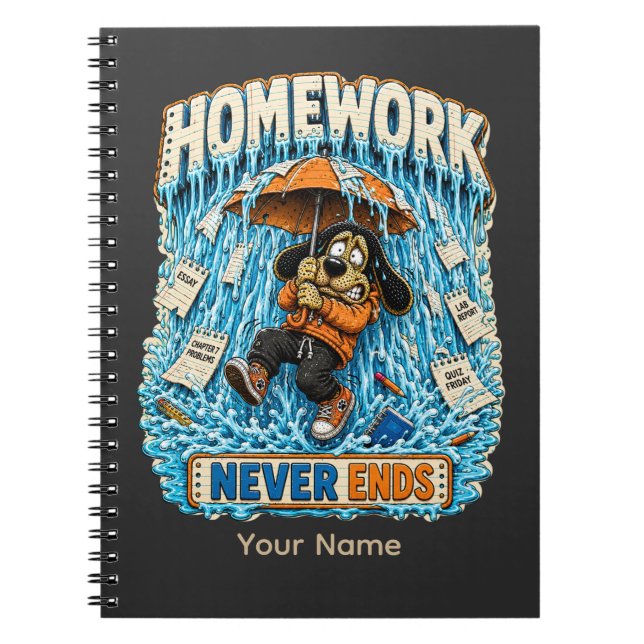 Homework Never Ends Personalized Funny Teacher T-S Notebook (Front)