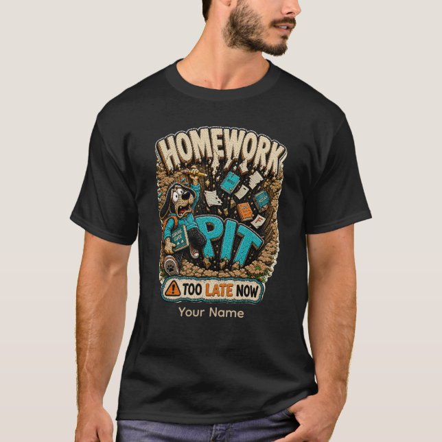 Homework Pit Funny Student Personalized T-Shirt (Front)