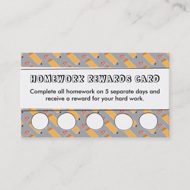Homework Rewards Card | Teacher's Classroom Tools (Front)