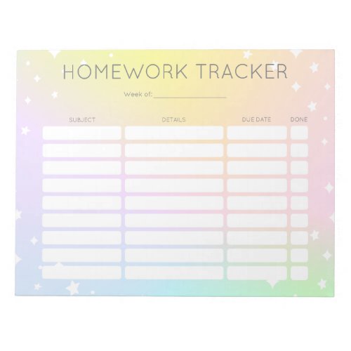 Homework Tracker Notepad