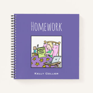 Homeworker Working from Home, with Name Notebook
