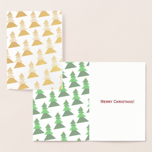 Homey Christmas Tree Pattern Merry Christmas Gold Foil Card