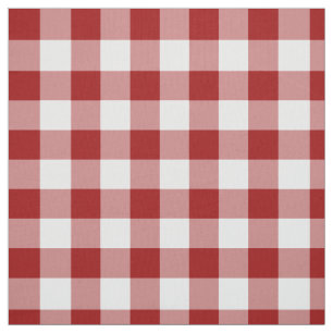 Homey Red and White Gingham Plaid Fabric