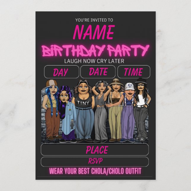 Homies Birthday Invitation Chicana Birthday (Front)