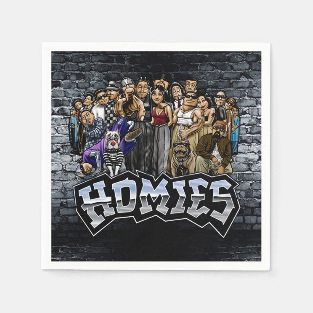 Homies Party Napkins, 90s Old School Party   Napkins (Front)