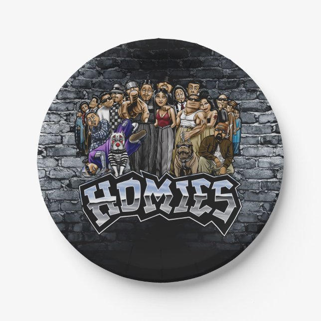 Homies Party Plates, Lil Homies Birthday Paper Plates (Front)