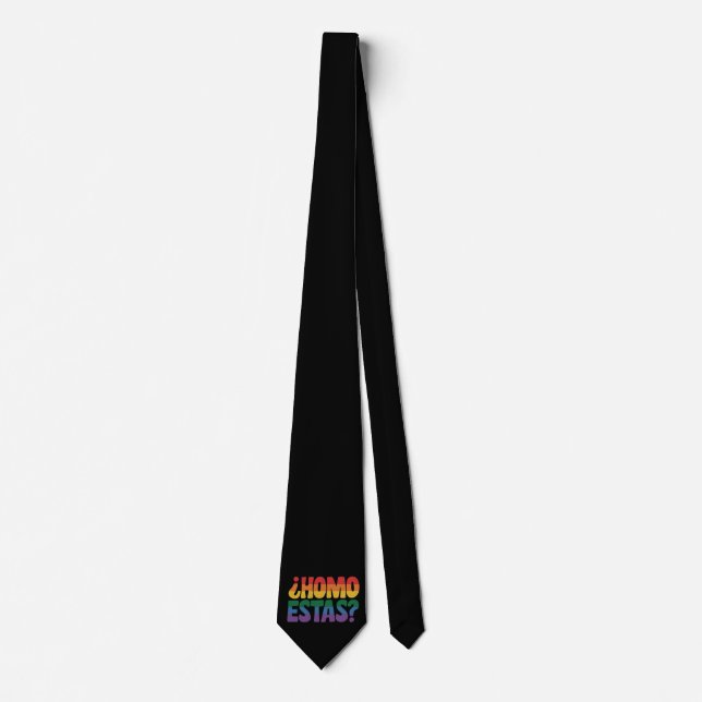 Homo Estas Funny Spanish Mexican Gay Ally LGBTQ Neck Tie (Front)
