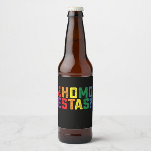 Homo Estas Spanish Mexican Funny Gay Pride LGBTQ Beer Bottle Label