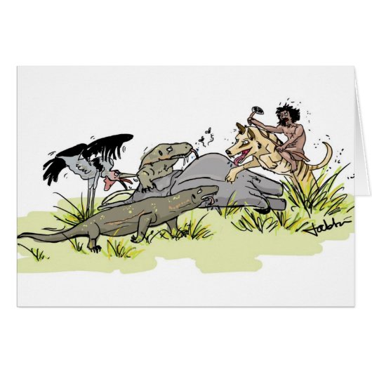 Homo Floresiensis Goes Hunting Cards (Front Horizontal)