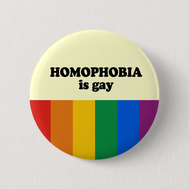 Homophobia is gay button (Front)