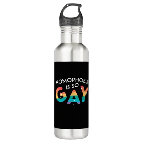 Homophobia Is Gay LGBT Pride Gay Rainbow Flag   Stainless Steel Water Bottle