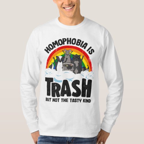 Homophobia Is Trash Gay Pride Raccoon Opossum Ally T_Shirt