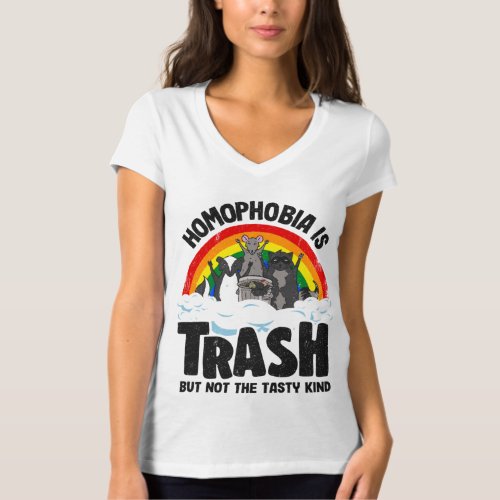 Homophobia Is Trash Gay Pride Raccoon Opossum Ally T_Shirt