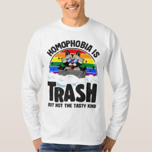 Homophobia Is Trash Raccoon Rainbow Flag Gay Pride T-Shirt