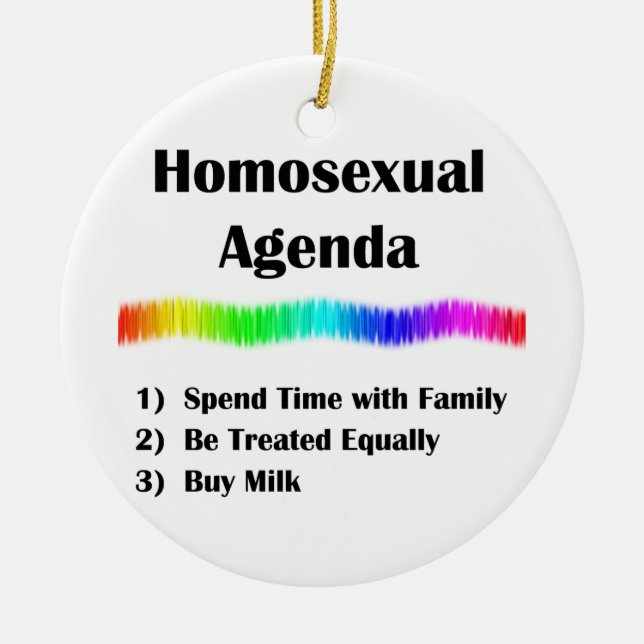 Homosexual Agenda Ceramic Ornament (Front)