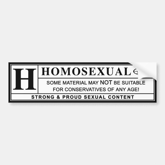 Homosexual Warning Label. Bumper Sticker (Front)