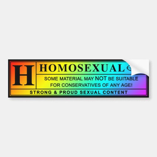 Homosexual Warning Label Bumper Sticker