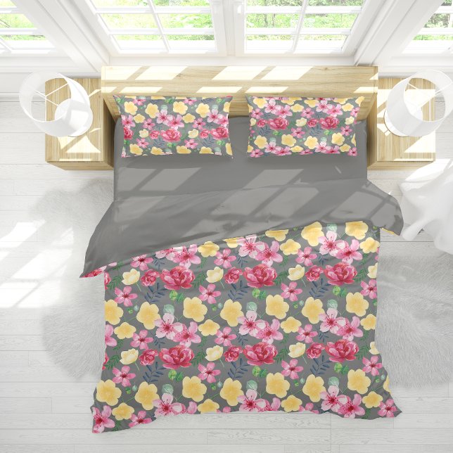 Homy Watercolor Botanical Flowers Duvet Cover (Creator Uploaded)