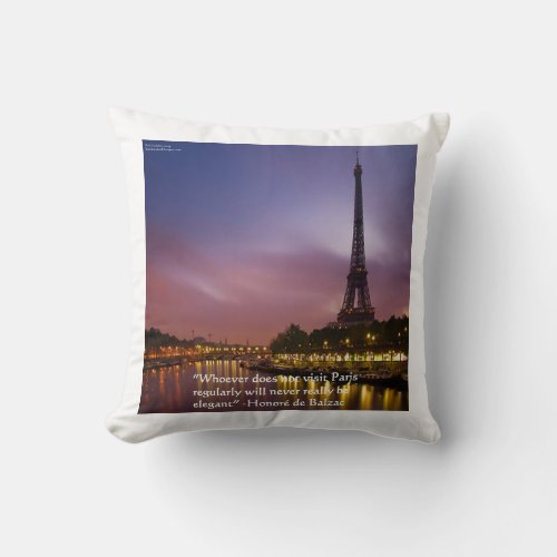 Hon de Balzac Paris Elegance Quote Throw Pillow