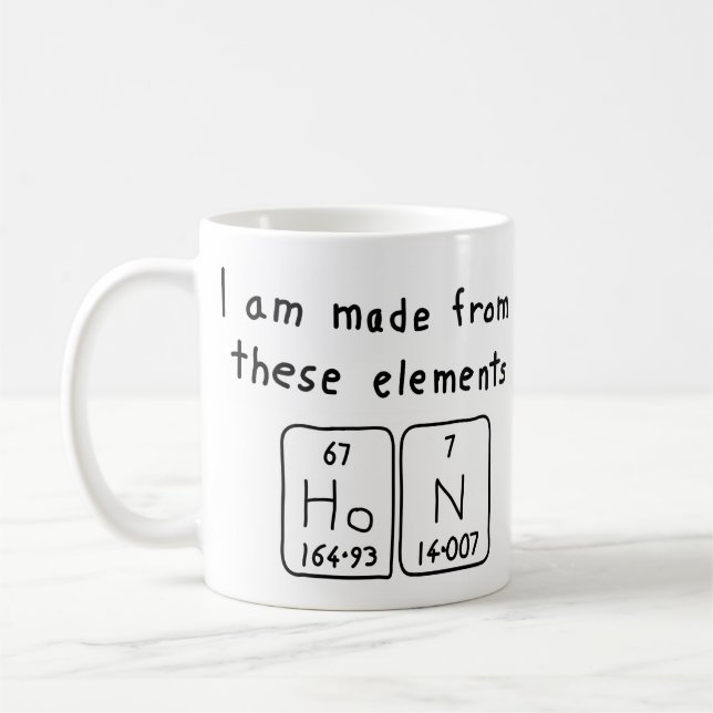 Hon periodic table name mug (Left)