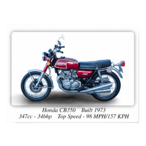 Honda CB350 Four 1973 Motorcycle - A3 Print