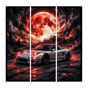 Honda NSX Type-R Under a Crimson Moon Triptych