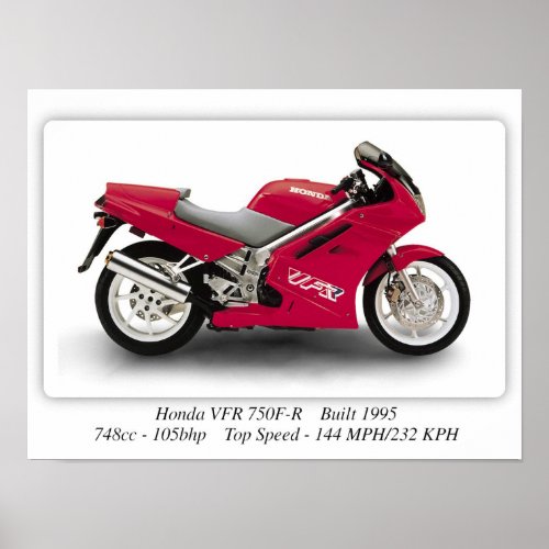 Honda VFR 750F_R Motorcycle _ A3 Poster