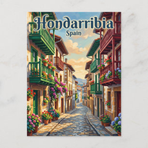 Hondarribia Old Town Spain Postcard