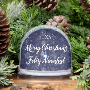 Honduran American Bilingual Merry Christmas Snow Globe