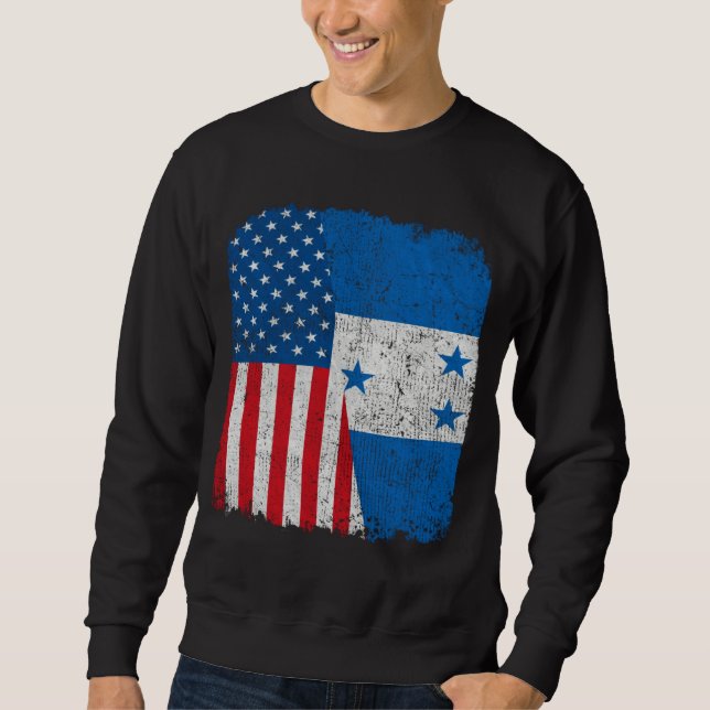Honduran American Flag Half USA Honduras Root Prou Sweatshirt (Front)
