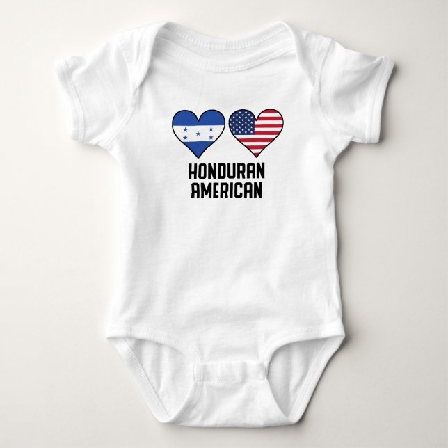Honduran American Heart Flags Baby Bodysuit (Front)
