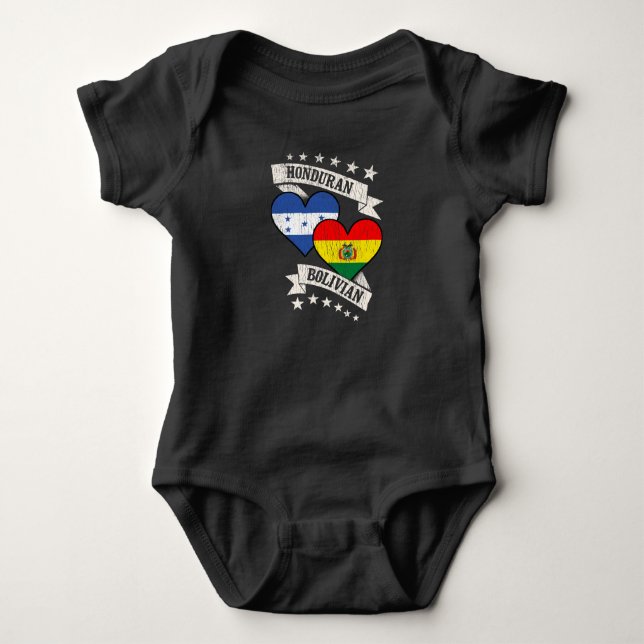 Honduran Bolivian Heart Flags Honduras Bolivia Baby Bodysuit (Front)