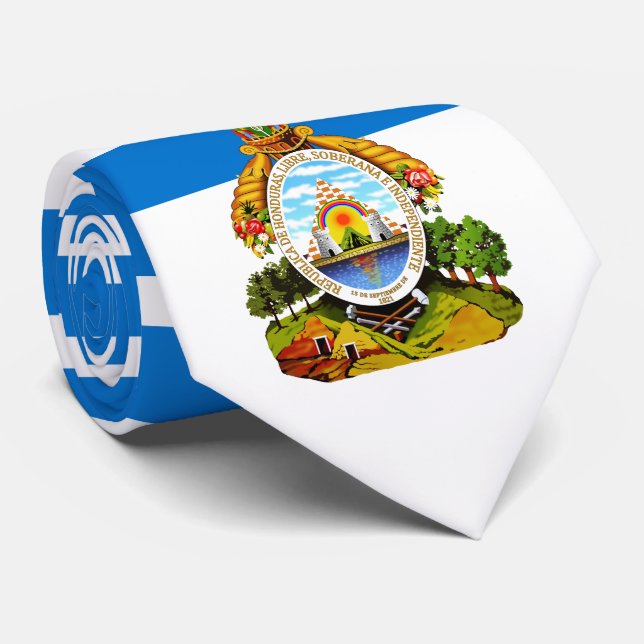 Honduran Flag & Coat of Arms, Flag of Honduras Neck Tie (Rolled)